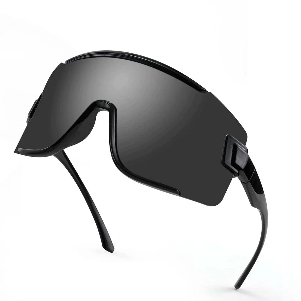 Sport Cycling Driving UV400 Outdoor Dark‎ Black Lens Women Sunglasses Oversized